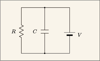 コンデンサと抵抗と電池を並列にした回路図