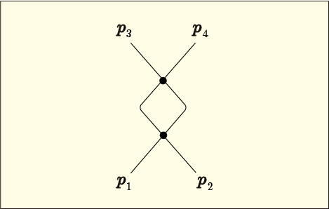 φ4乗理論のファインマン図における内線と外線の接続例